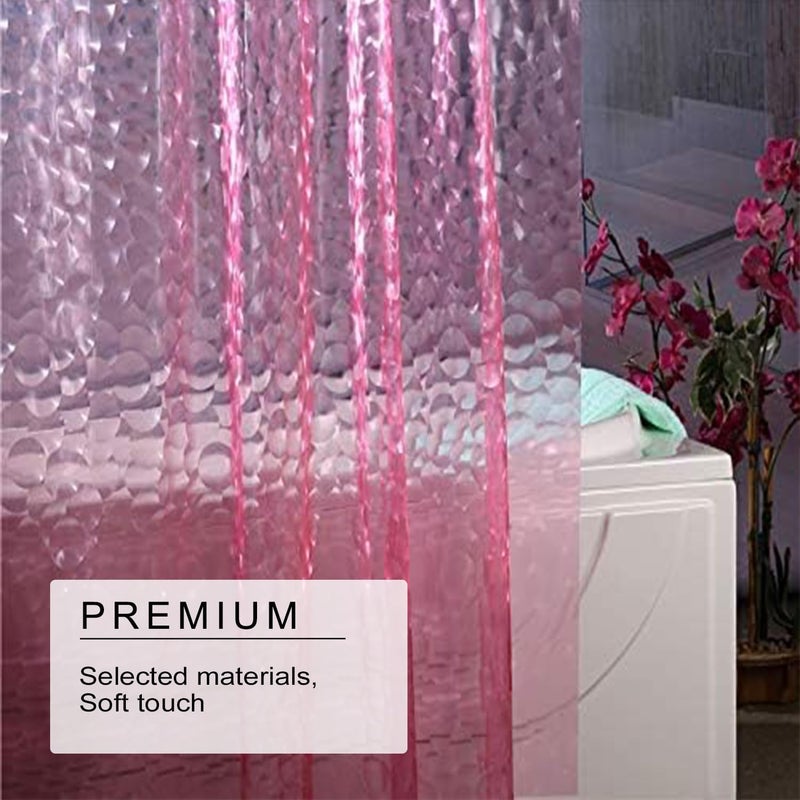 TIKABC Shower Curtain Liner, Eva Pink 4G Lightweight Shower Liner, Plastic Waterproof Shower Curtains, 72x72 inch with 12 Grommet Holes 3 Large Magnetic Weights - Image 2